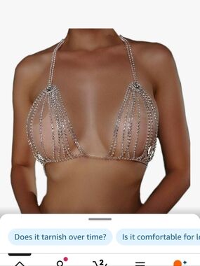 Silver Crystal Chain Bra Top BLING BLING